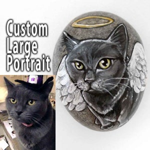 Pet Portrait Stone, Personalized Gift, Custom Art, Memorial Gift, Animal Painting, Hand Painted Rock Art, Paper Weight
