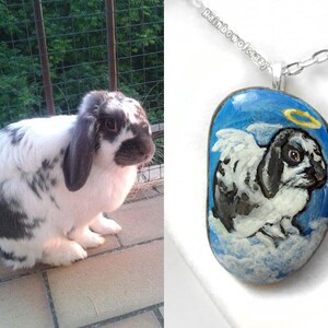 Custom Pet Jewelry, Angel Pet Necklace, Charm Pendant, Personalized Keepsake, Hand Painted Rock, Pet Memorial, Cat Painting, Dog Portrait image 9
