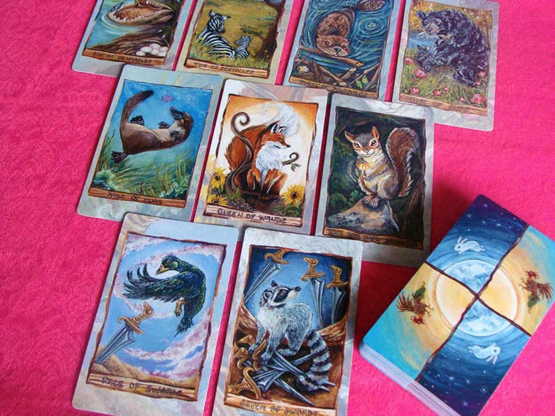 Animism Tarot Deck, 79 Card Animal Tarot, Happy Squirrel Tarot Card, Animal Totem Symbolism, Gift for Tarot Readers, Animal Lovers image 3