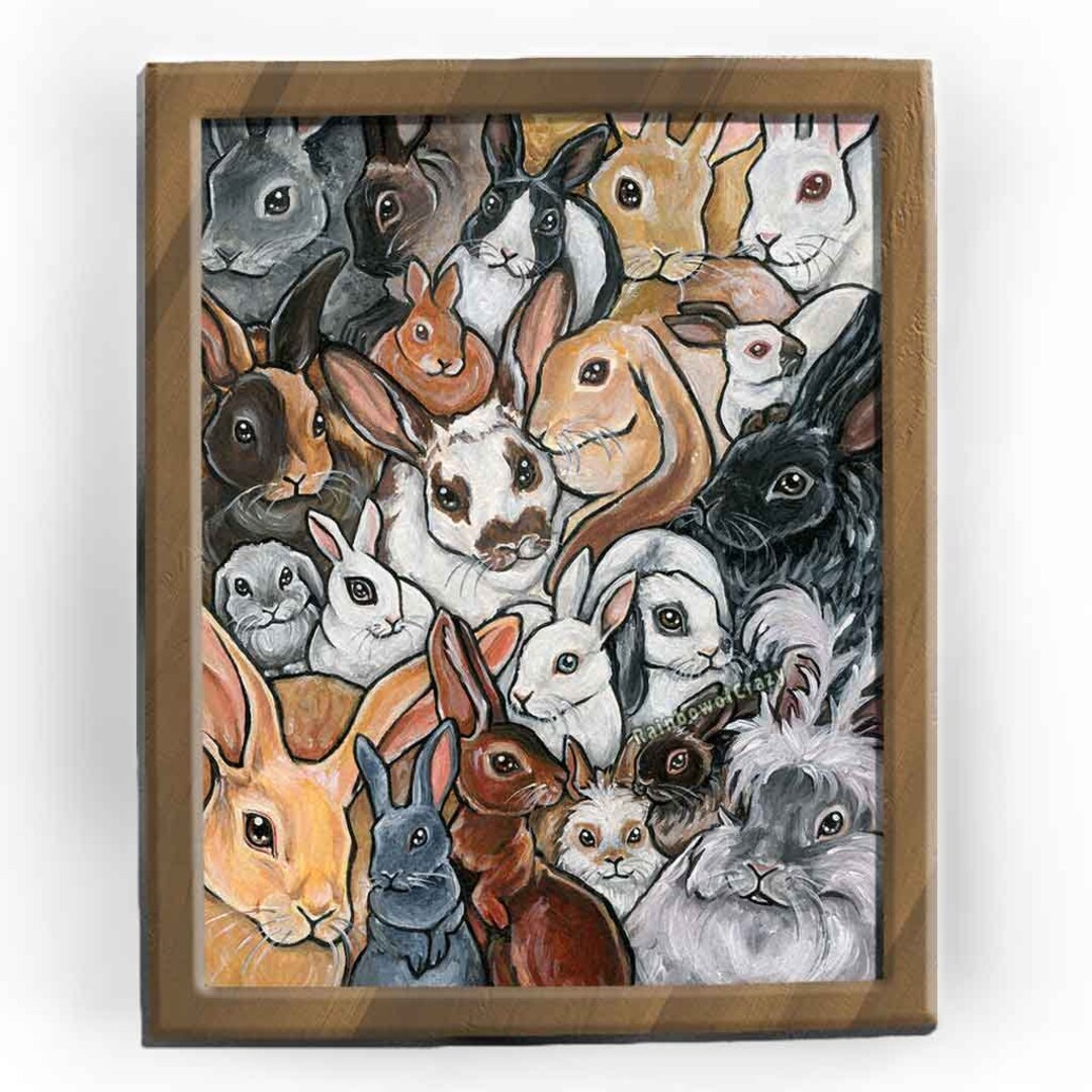 Rabbit Breeds Art, Bunny Collage Print, Animal Lover Gift, Pet Portrait ...