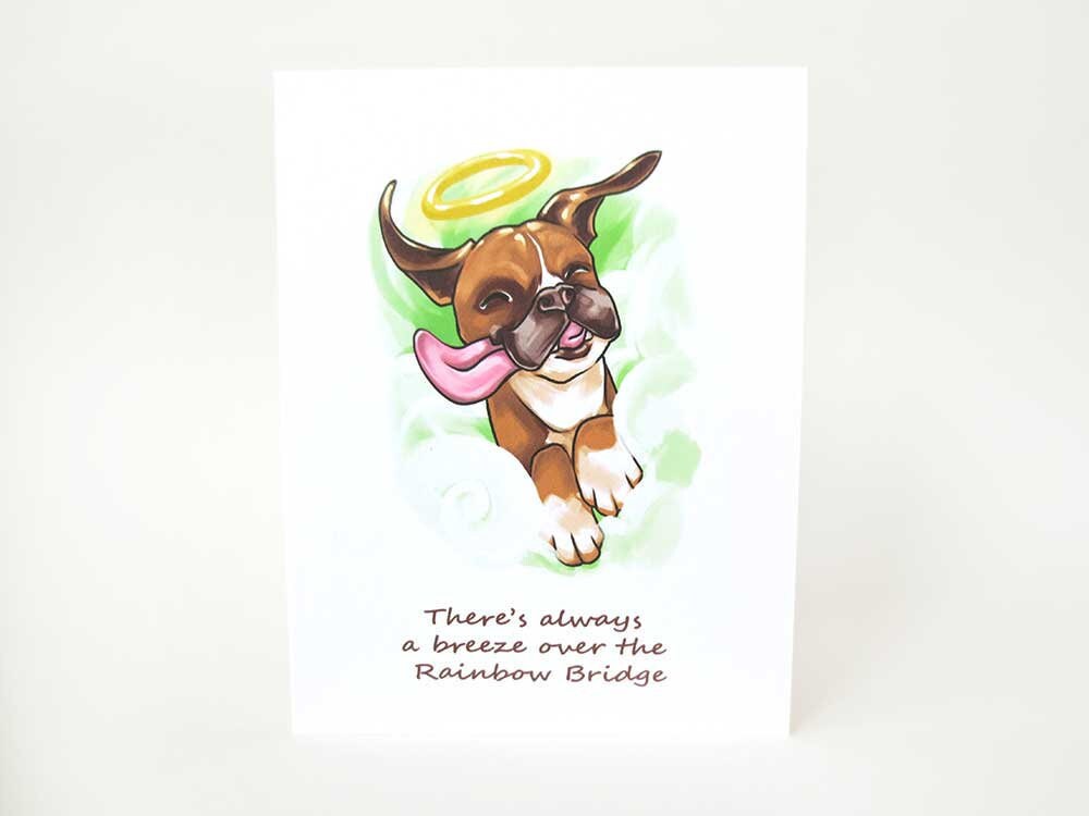 Sympathy Card Boxer Art Dog Loss Rainbow Bridge Angel Pet Etsy