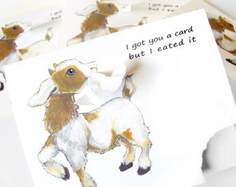 Sale: Funny Goat Card Set of 4, Personalized Message for Animal Lover