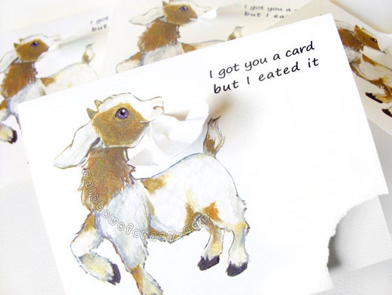 Sale: Funny Goat Card Set of 4, Personalized Message for Animal Lover
