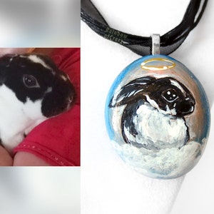 Custom Pet Jewelry, Angel Pet Necklace, Charm Pendant, Personalized Keepsake, Hand Painted Rock, Pet Memorial, Cat Painting, Dog Portrait image 3