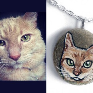 Personalized Necklace, Pet Portrait, Custom Animal Art, Hand Painted Rock, Pebble Pendant, Dog Painting, Cat Memorial, Pet Painting image 8