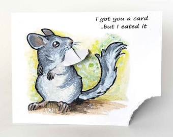 Funny Birthday Card - Cute Hungry Chinchilla