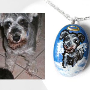 Custom Pet Jewelry, Angel Pet Necklace, Charm Pendant, Personalized Keepsake, Hand Painted Rock, Pet Memorial, Cat Painting, Dog Portrait image 7