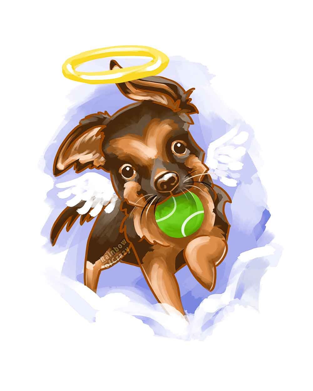 German Shepherd Art Print with Angel PRINT Pet Loss Remembrance Memorial Gift Guardian Angel Art 8 X 10