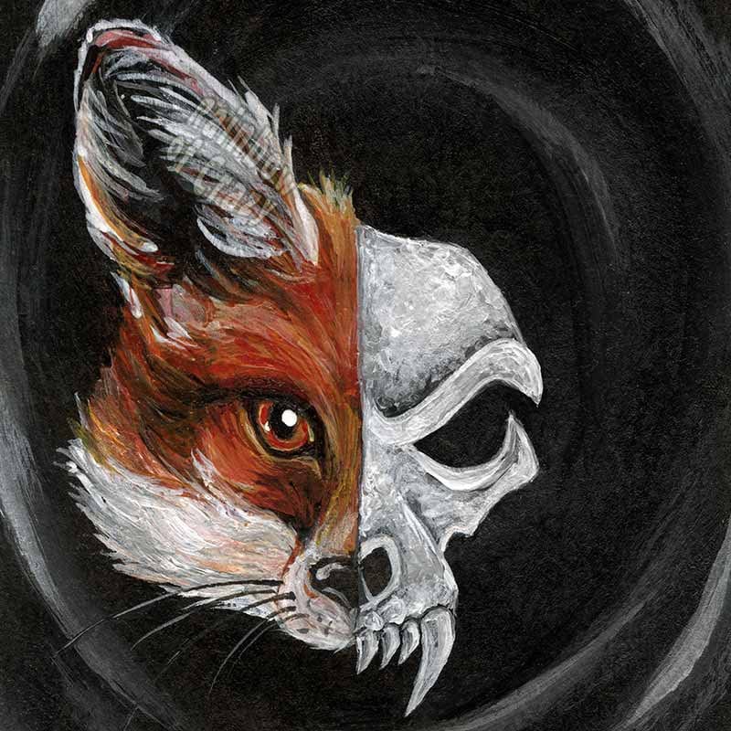 Fox Skull Art Print, Red Fox Skeleton, Gothic Decor, Taxidermy