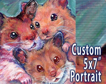 Custom Pet Portrait, Painting from Photo, Memorial Gift, 5x7" Canvas