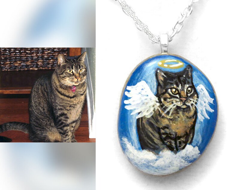 Custom Pet Portrait Pendant Angel Necklace Memorial Gift Etsy