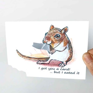 Tarjeta de mascota, tarjeta de jerbo, mensaje personalizado, tarjeta de felicitación en blanco, impresión de arte del ratón, pensando en ti, nombre personalizado, tarjeta divertida, cualquier ocasión