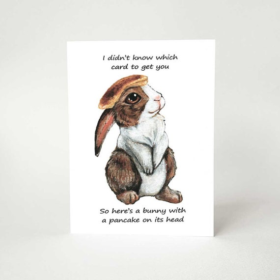 Funny Card Pancake Bunny Greeting Card Cute Rabbit Art Card - Etsy Funny Card Pancake Bunny Greeting Card Cute Rabbit Art Card - Etsy