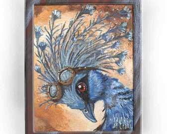 Crowned Pigeon Print, Steampunk Gift for Bird Lovers