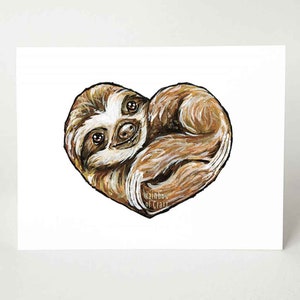 Carte d'amant paresseux, Saint Valentin, je t'aime, joyeux anniversaire, carte de correspondance coeur, tu me manques, art animalier, amoureux des animaux de zoo