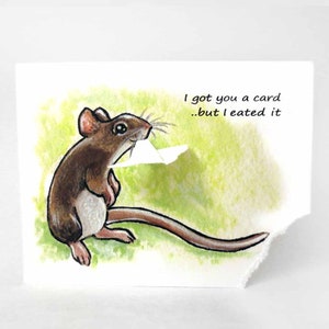 Carte souris, voeux amusants, carte de correspondance animal, message personnalisé, oeuvres d'art pour animaux de compagnie, carte de correspondance vierge, joyeux anniversaire, oeuvre d'art rat