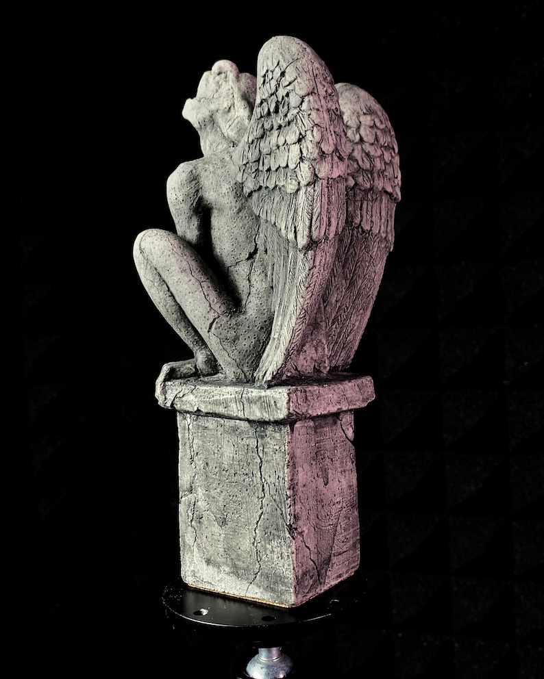 Handgemachte Gargoyle Figur grotesk Chimäre Mittelalter Statue Beton Zement Kreatur Gothic Gothic Dekor makaber Fantasy Horror seltsam Bild 3