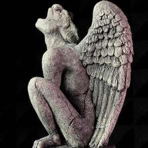 Handgemachte Gargoyle Figur grotesk Chimäre Mittelalter Statue Beton Zement Kreatur Gothic Gothic Dekor makaber Fantasy Horror seltsam Bild 1