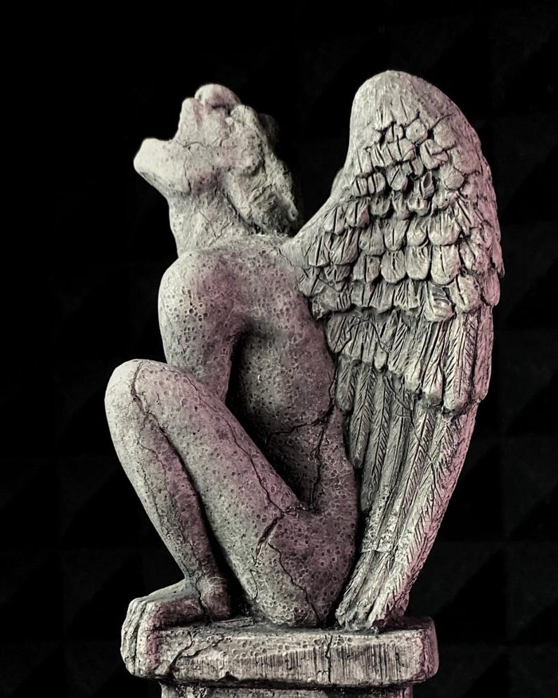 Handgemachte Gargoyle Figur grotesk Chimäre Mittelalter Statue Beton Zement Kreatur Gothic Gothic Dekor makaber Fantasy Horror seltsam Bild 1