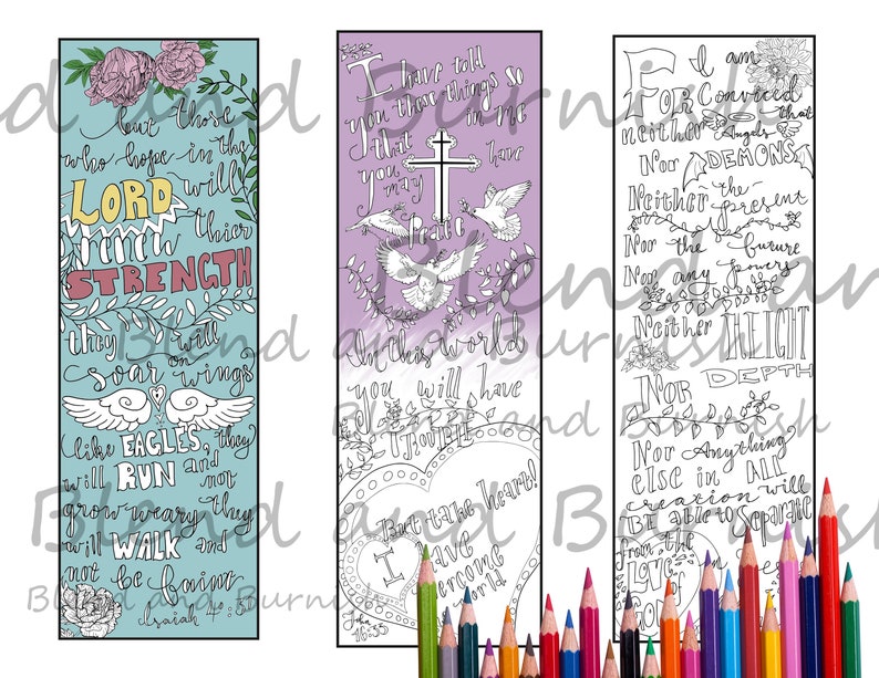 Bible Journaling Bookmark Coloring Page Romans 8 38 Isaiah Etsy