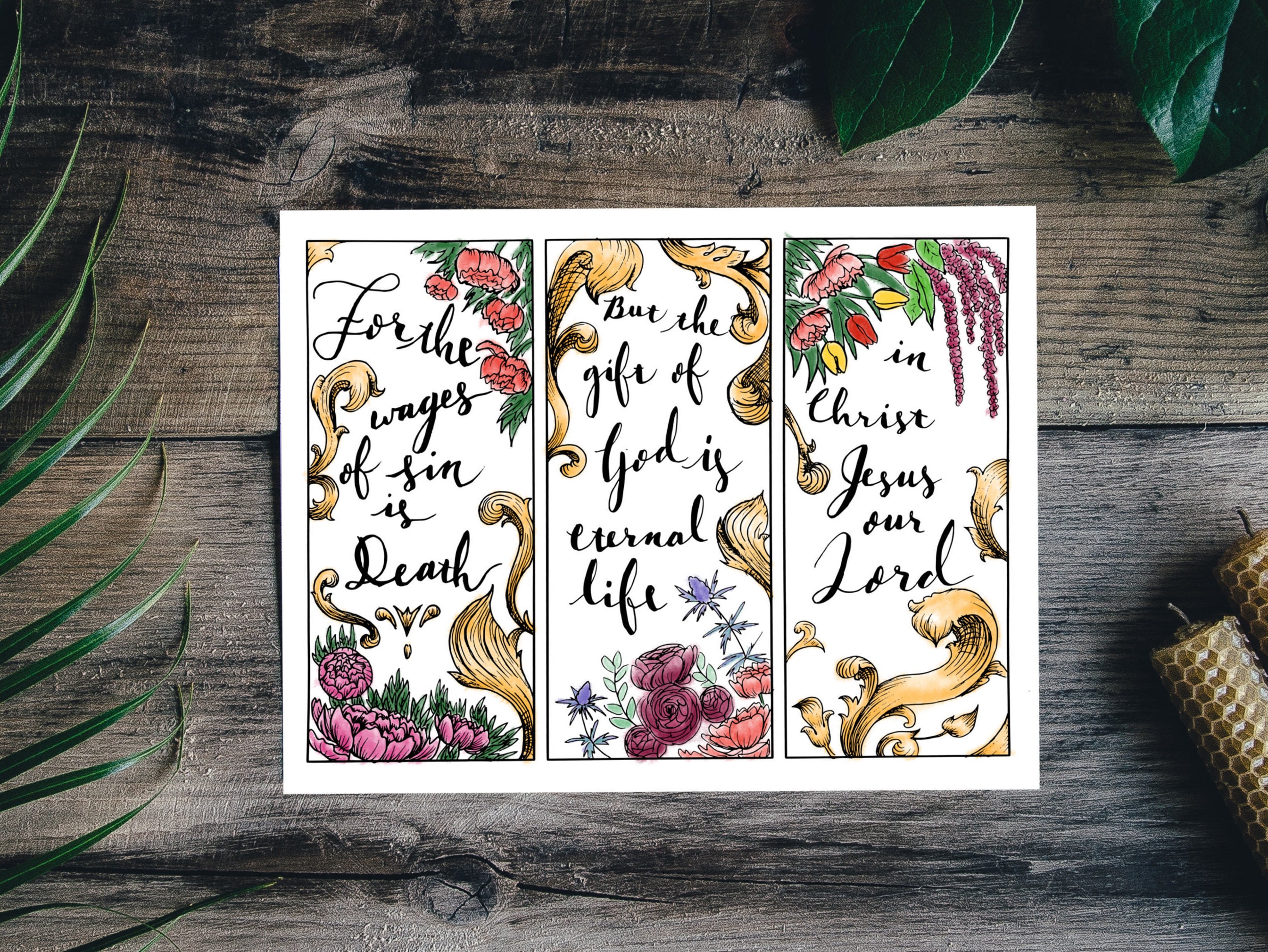 Bible Journaling Bookmark Coloring Page Romans 6:23 ...