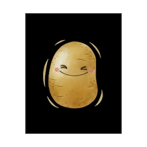 Impression d'art de pomme de terre souriante | Illustration de nourriture, décoration de cuisine ludique