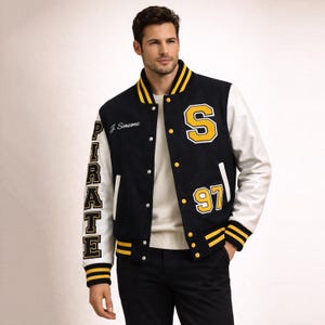 Custom Varsity Jacket with Embroidery – Wool Body & Leather Sleeves