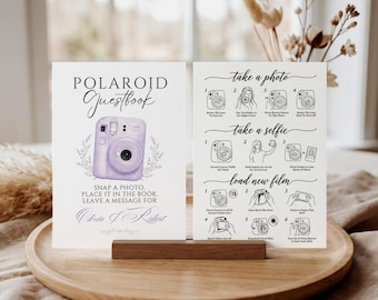 Polaroid Guest Book Sign Template, Instax Mini 12 Instructions Sign, Canva Editable Instax Wedding Guest Book, Photo Guest Book Sign