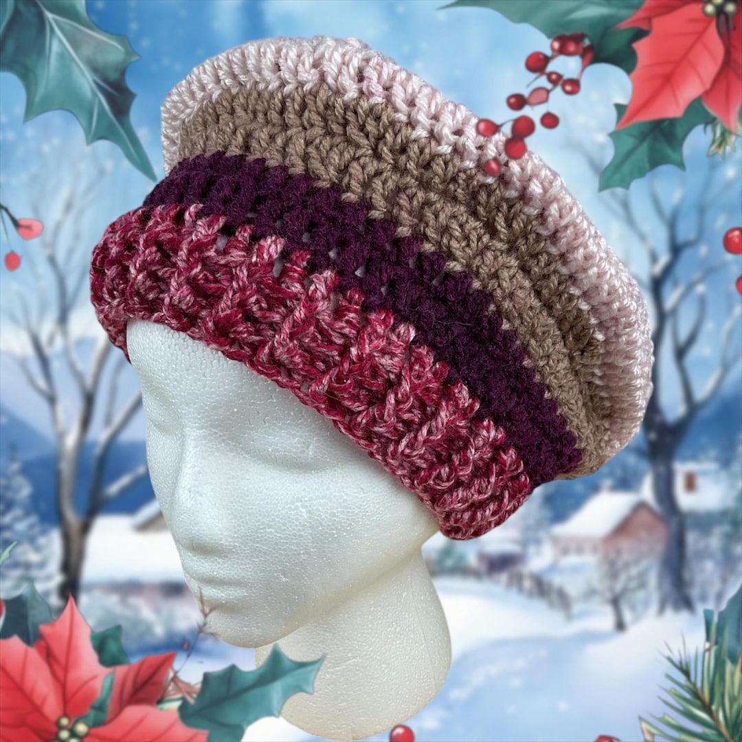 Hand Crocheted Berets, Acrylic Crochet Hat, Beret Hat, Stylish Beret — free download