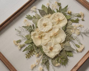 Framed Preserved Wedding Bouquet | 16x20 Pressed Bridal Flowers, Invitation