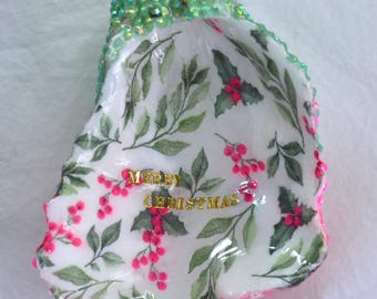 Plato de joyería de concha de ostra hecho a mano