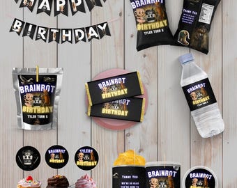 Italian Brainrot Meme favors , Party Decor Printable, Canva Editable Bundle, Fun Meme Party Decorations