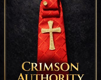 Crimson Autorität Statement Krawatte | Rot & Goldkreuz Krawatte | Luxus Kirchen Krawatte | Pastor Geschenk | Individuelle Designer Krawatte | L Snell Noire