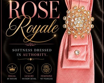 Corbata Rosé Royale Statement / Corbata de lujo rosa para mujer / Corbata con broche de pedrería / Moda femenina de alta costura / Colección L Snell Noire