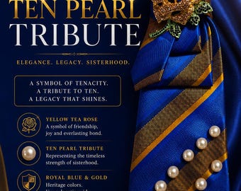 Corbata conmemorativa Ten Pearl Tribute / Corbata con broche azul marino y dorado