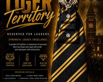 Corbata Tiger Territory / Corbata inspirada en Grambling / Corbata de lujo negra y dorada / Moda HBCU / Corbata personalizada / L Snell Noire
