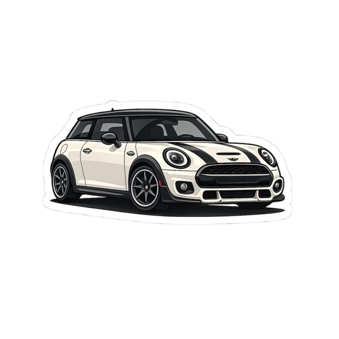 Retro Mini Sticker Cream Retro Mini Cooper Sticker | Vintage Euro Car Decal - Etsy