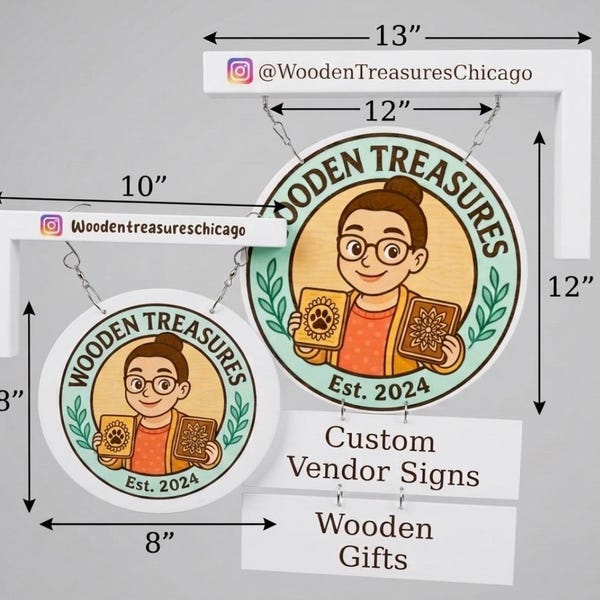 Custom Hanging Vendor Tent Sign | Personalized Logo Acrylic Display, Craft Fair Booth Sign