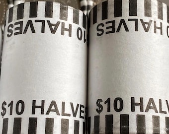 Half dollar coin, unopened and unsearched 10 Dollars Face Value FED wrapped