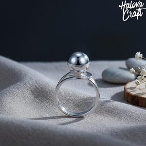 925 Sterling Silber Einstellbar Ball Ring, Minimalistischer Offener Statement Schmuck, Geburtstagsgeschenk