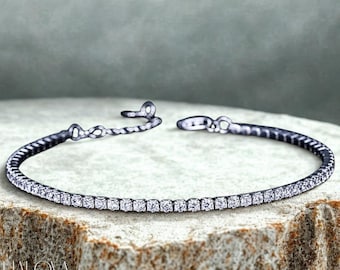 Sterling Silver Tennis Bracelet | Minimalist Sparkling Jewelry Gift