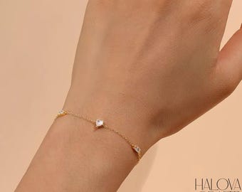 Sterling Silver Heart Bracelet | Dainty Zircon Geometric Jewelry