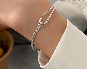 Sterling Silver Chain Bangle Bracelet – Minimalist Sweet Simple Silver Jewellery|Christmas,Anniversary,Birthday Gifts