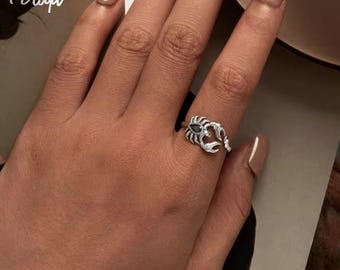 Sterling Silver Scorpion Ring, Rainbow Mystic Crystal, Punk Jewelry