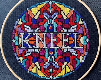 PATTERN KNEEL Stained Glass Fleabag Cross Stitch Hot Priest Stitch Instant Download PDF