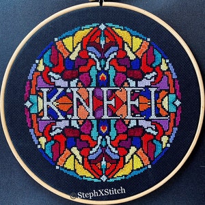 PATTERN KNEEL Stained Glass Fleabag Cross Stitch Hot Priest Stitch Instant Download PDF image 1