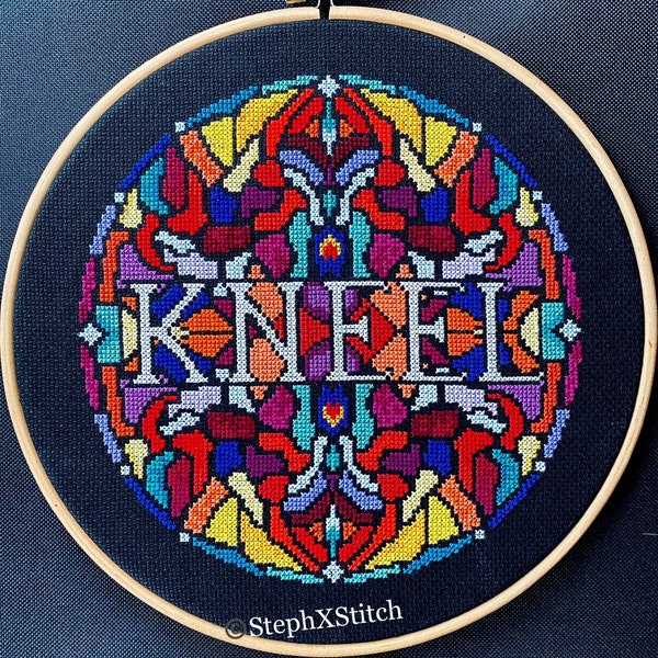 PATTERN KNEEL Stained Glass Fleabag Cross Stitch Hot Priest Stitch Instant Download PDF