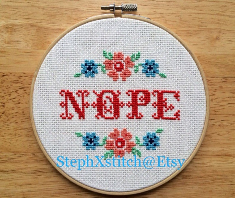 PATTERN Nope Subversive Funny Cross Stitch Instant Download .PDF image 1