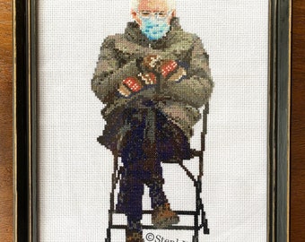 PATTERN Bernie Meme Cross Stitch Bernie Sanders Chair Biden Inauguration Instant Download PDF Xstitch DIY Pattern