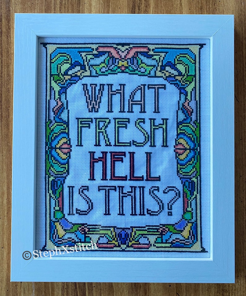 PATTERN What Fresh Hell is This Dorothy Parker Quote Stained Etsy